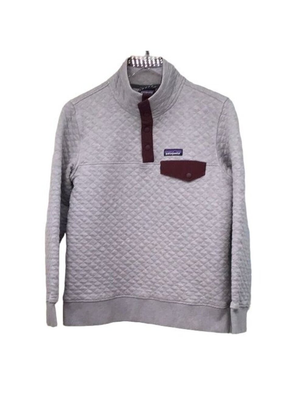 Patagonia Womens Organic Cotton Quilted Pullover Gray S